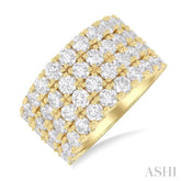 4 Ctw Four-Row Round Cut Diamond Wide Fashion Band in 14K Yellow Gold
